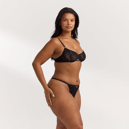 Flirt Balcony Bra  - Black
