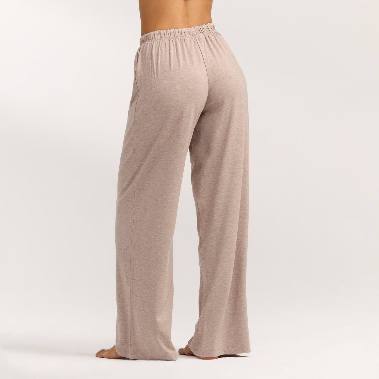 Modal Straight-Leg Pajama Pants - Brown Marl