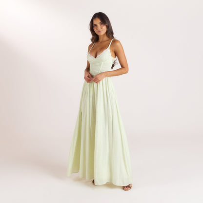 Wired Plunge Maxi Dress - Cream Floral