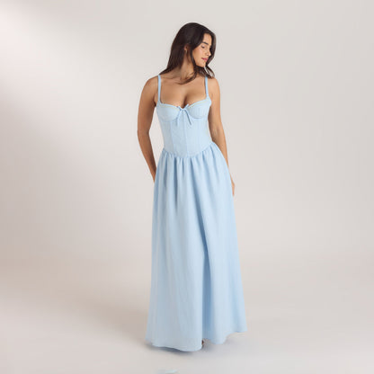 Corset Maxi Dress - Blue