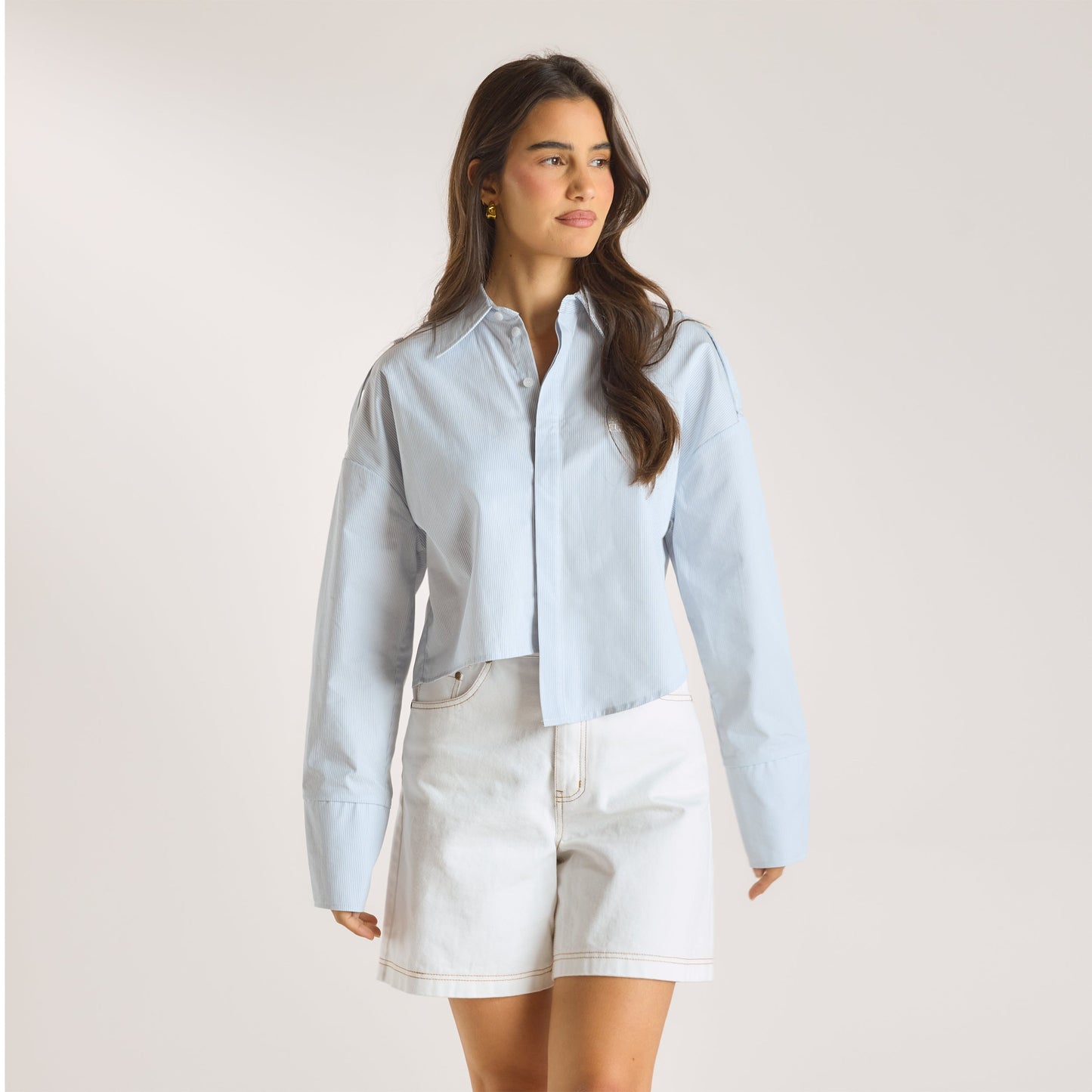 Asymmetric Shirt - Blue Stripe