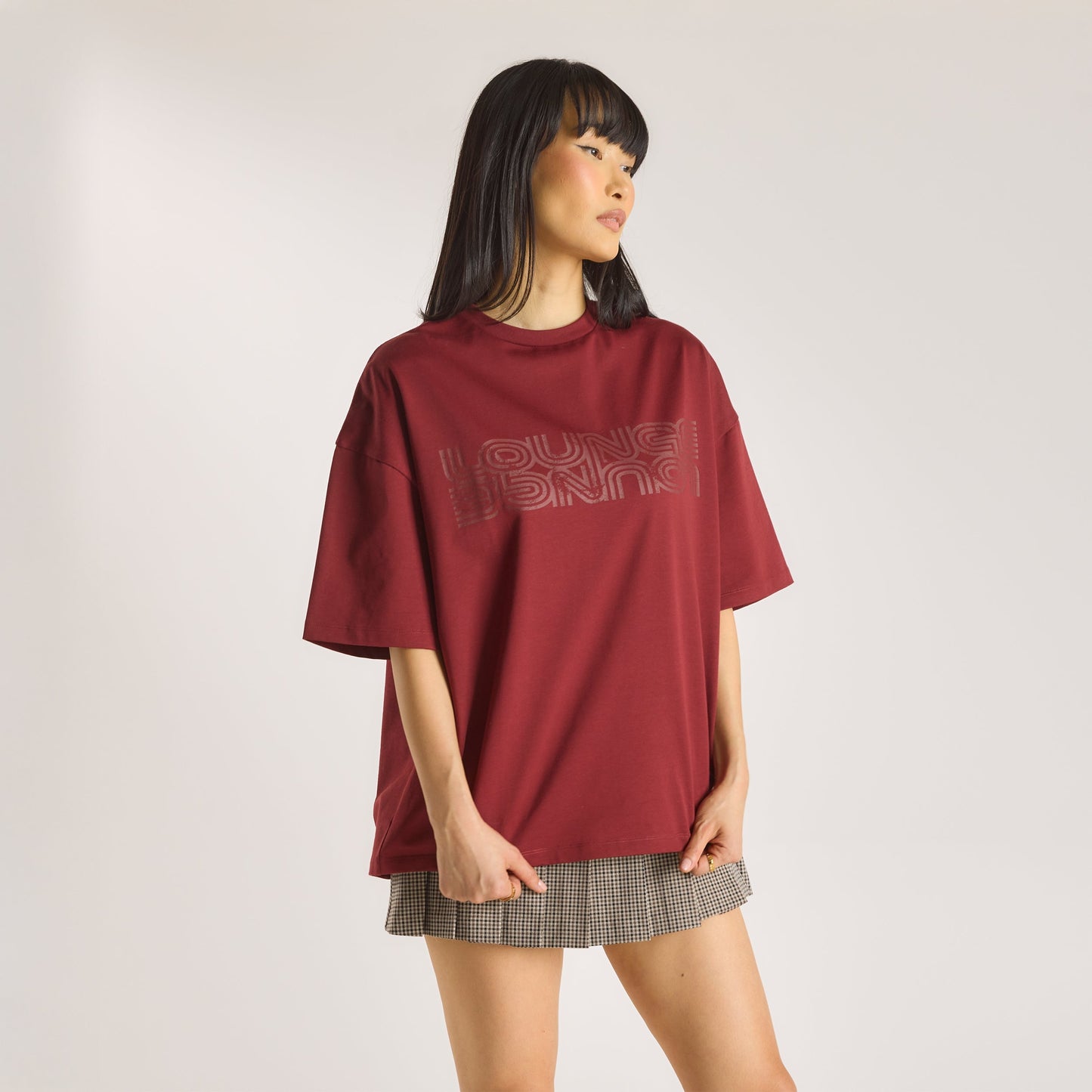 Oversized Graphic Tee - Burgundy