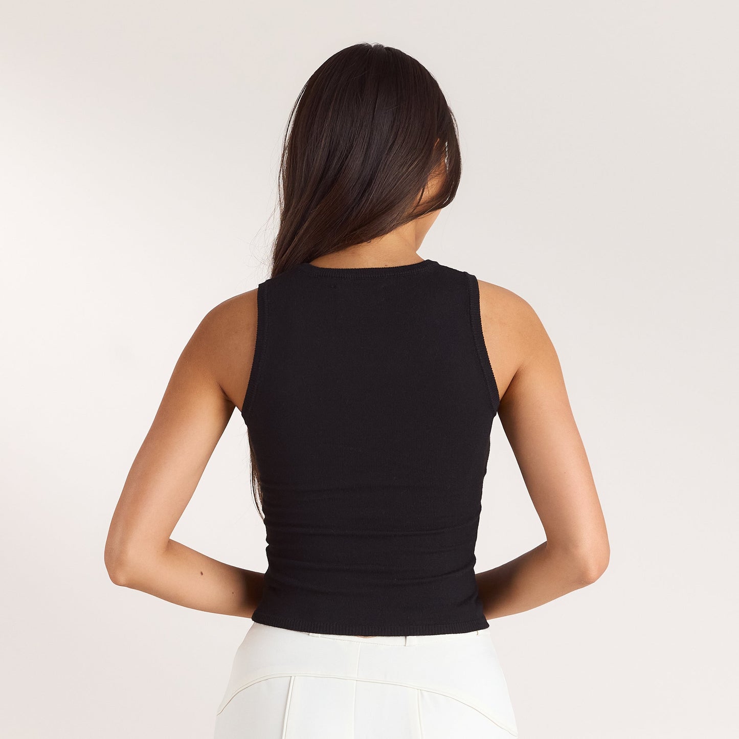 Knitted Vest Top - Black