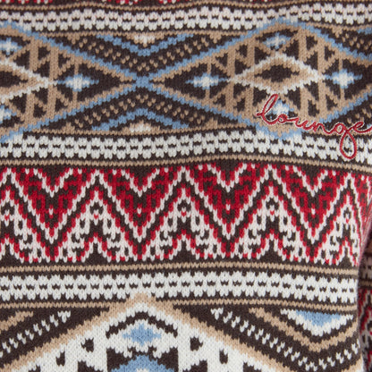 Fairisle Knitted Jumper - Brown/Red