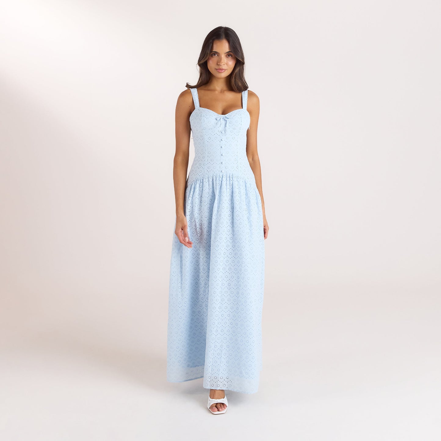 Broderie Maxi Dress - Blue