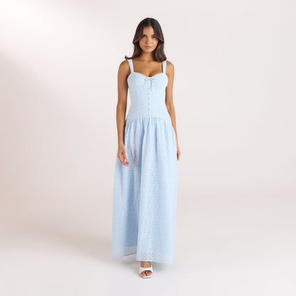 Broderie Maxi Dress - Blue