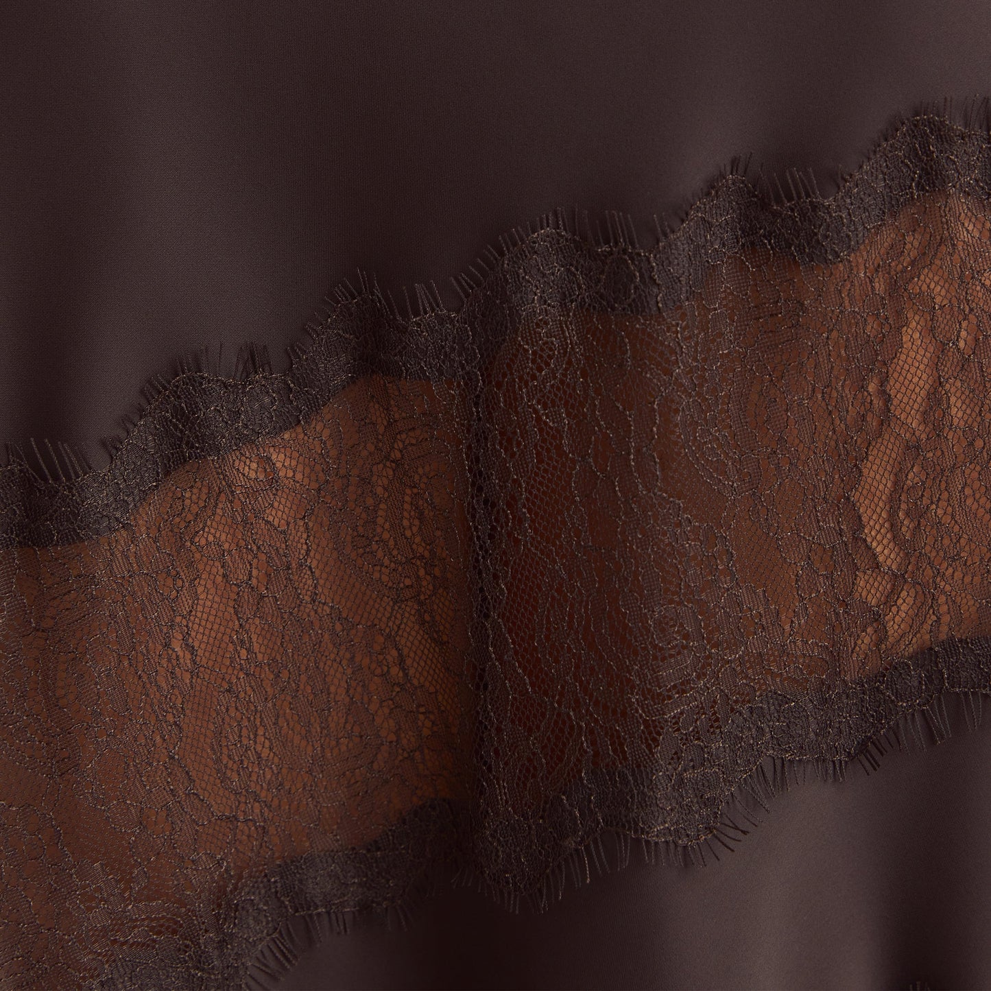 Lace Trim Maxi Skirt - Chocolate