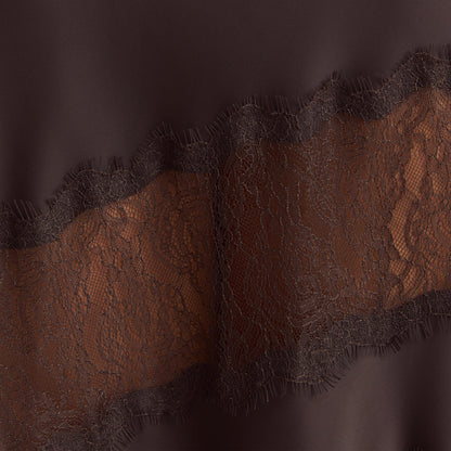 Lace Trim Maxi Skirt - Chocolate