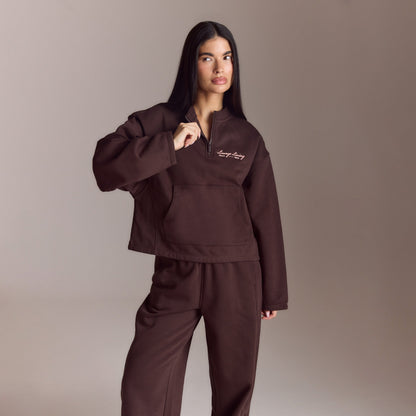 Lounge Living Quarter-Zip Jumper - Chocolate