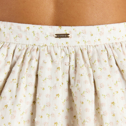Double-Layered Skirt - Cream Floral