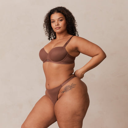 Smooth Mesh T-shirt Bra  - Chestnut