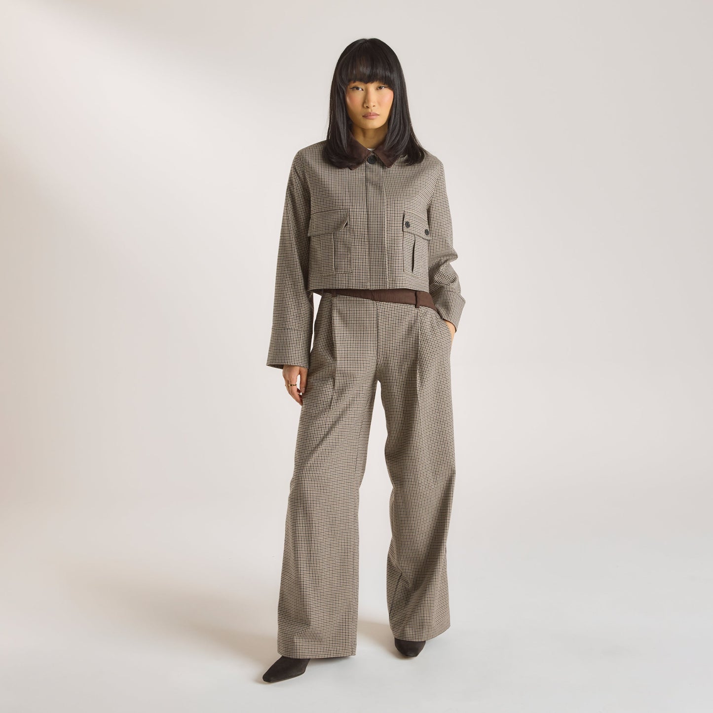 Houndstooth Pants - Brown