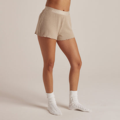 Soft Waffle Pajama Shorts - Mink