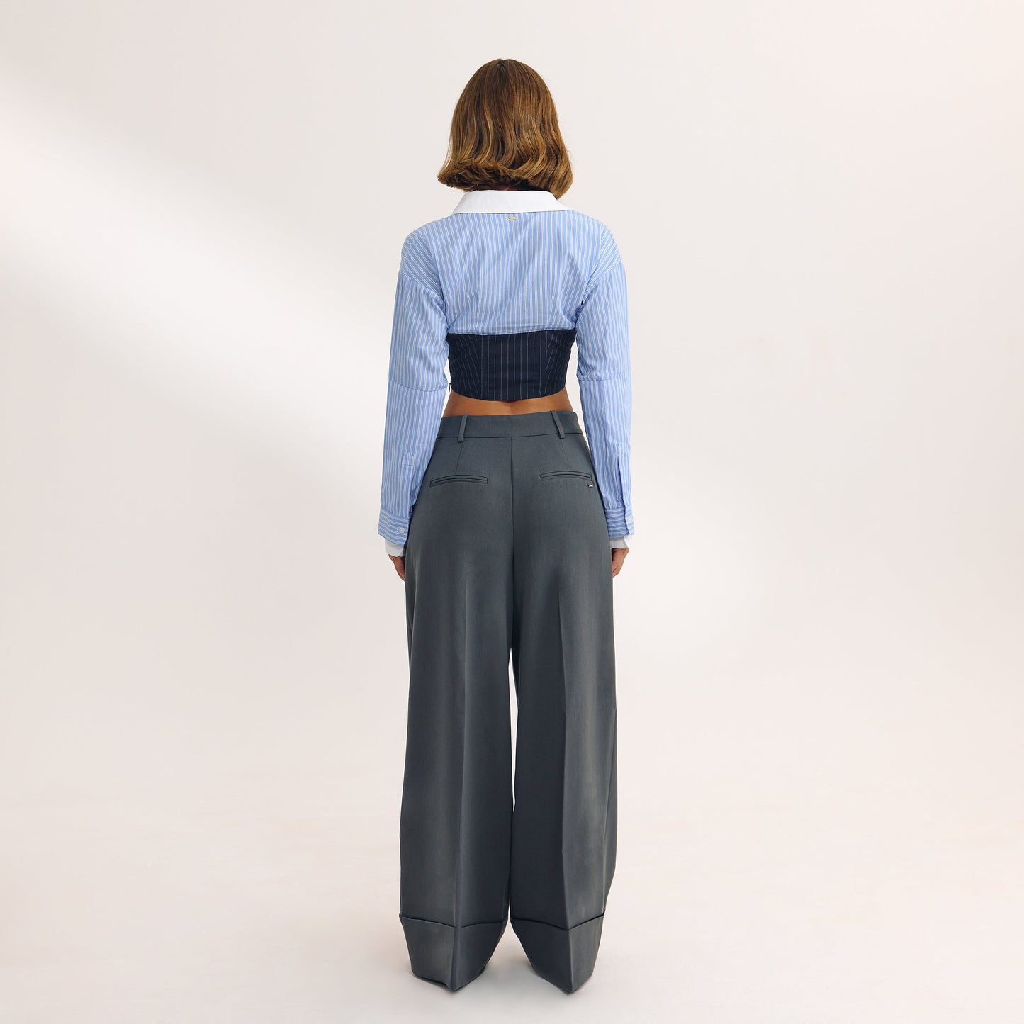 Long-Sleeved Corset Shirt - Blue
