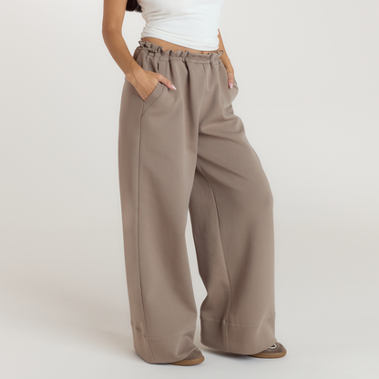 Neoprene Wide-Leg Joggers - Taupe