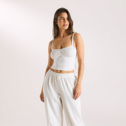 Pointelle Cami Pajama Top - Cream