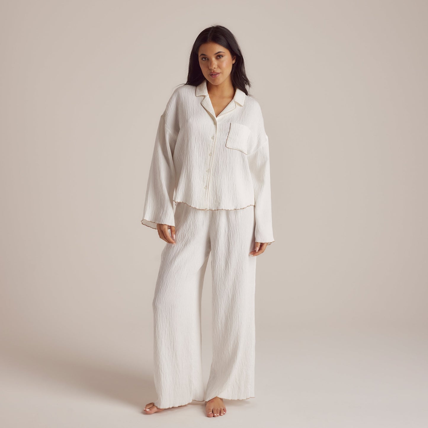 Crinkle Pajama Shirt - White