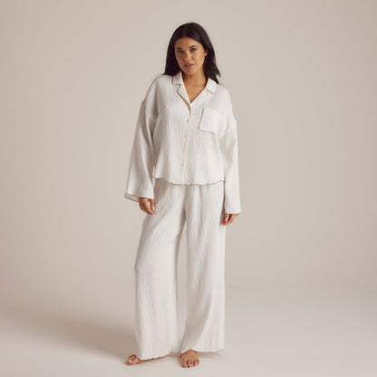 Crinkle Pajama Shirt - White