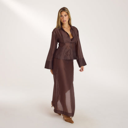 Sheer Maxi Skirt - Chocolate