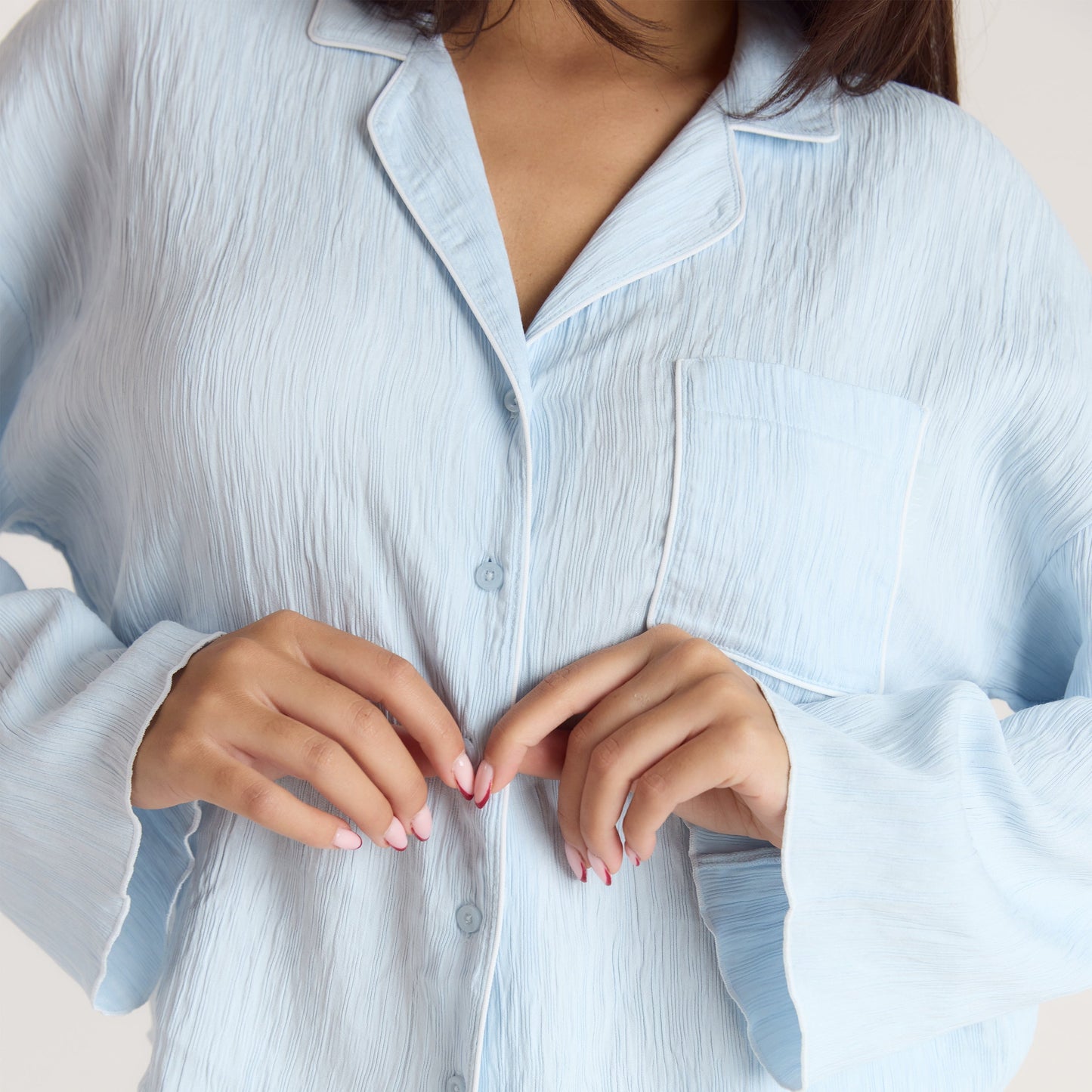 Crinkle Pajama Shirt - Blue