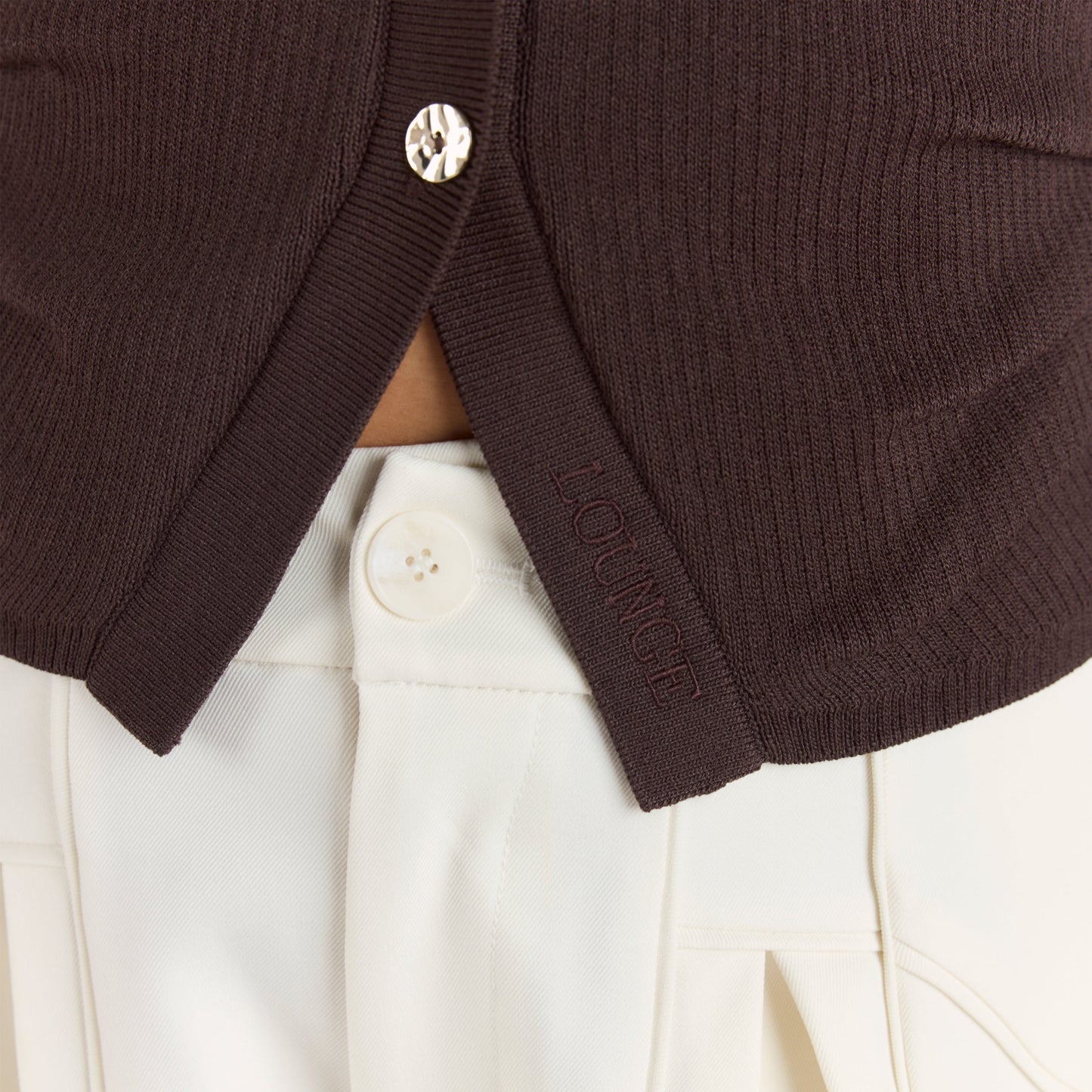 Ribbed Knitted Cardigan - Chocolate