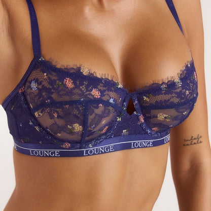 Printed Entice Balcony Bra - Navy Floral