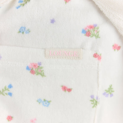 Towelling Bathrobe - White Print