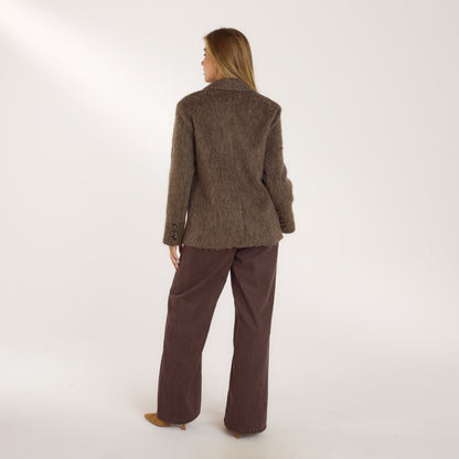 Oversized Wool Blend Blazer - Mink