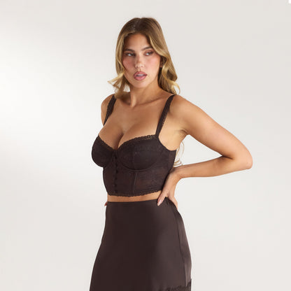 Lace Bralette Top - Chocolate