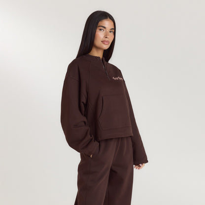 Lounge Living Quarter-Zip Jumper - Chocolate