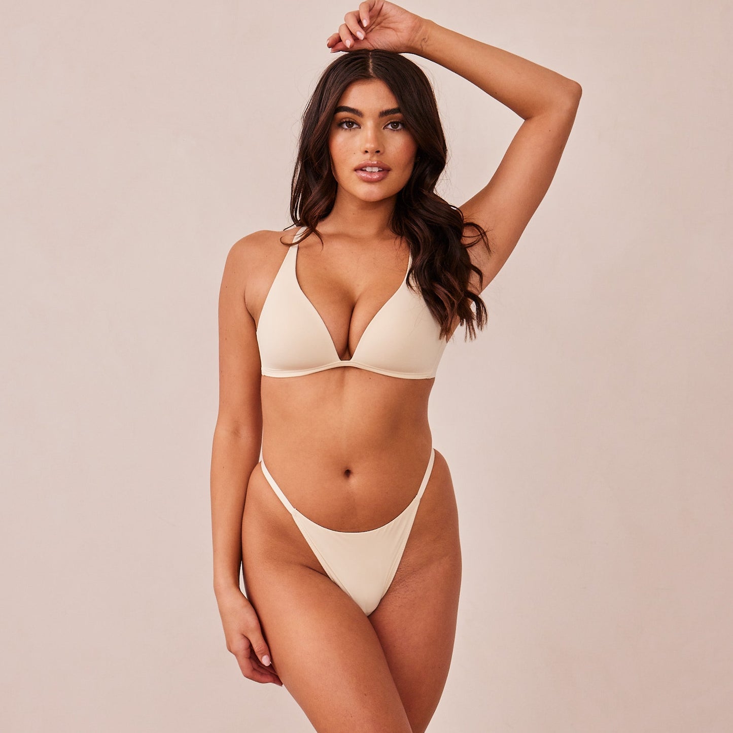Light Non-wire Plunge T-shirt Bra  - Latte