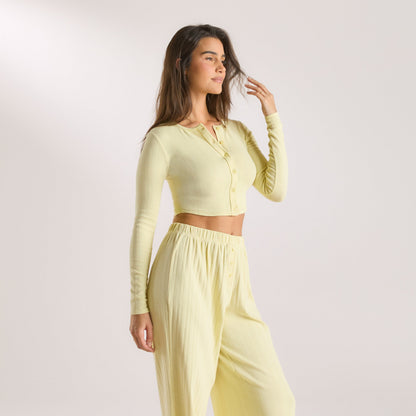 Pointelle Cardigan - Buttercup Yellow