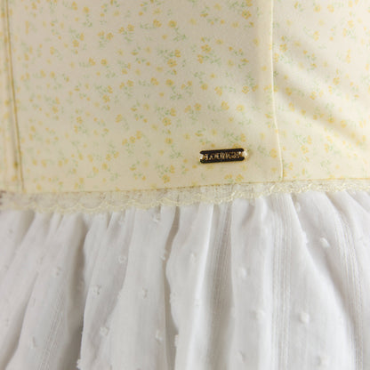 Lace Trim Corset Top - Lemon Floral