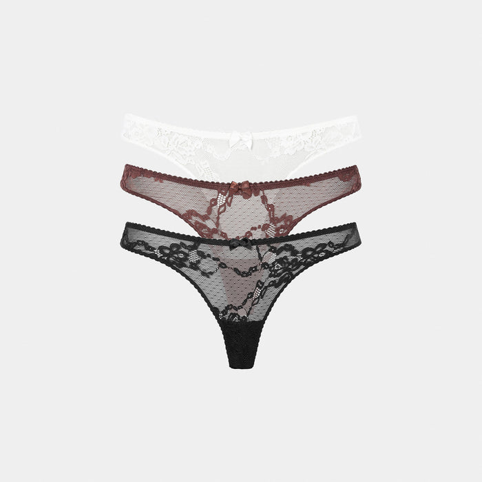 Blossom Lace Thongs (3-Pack) - Multi