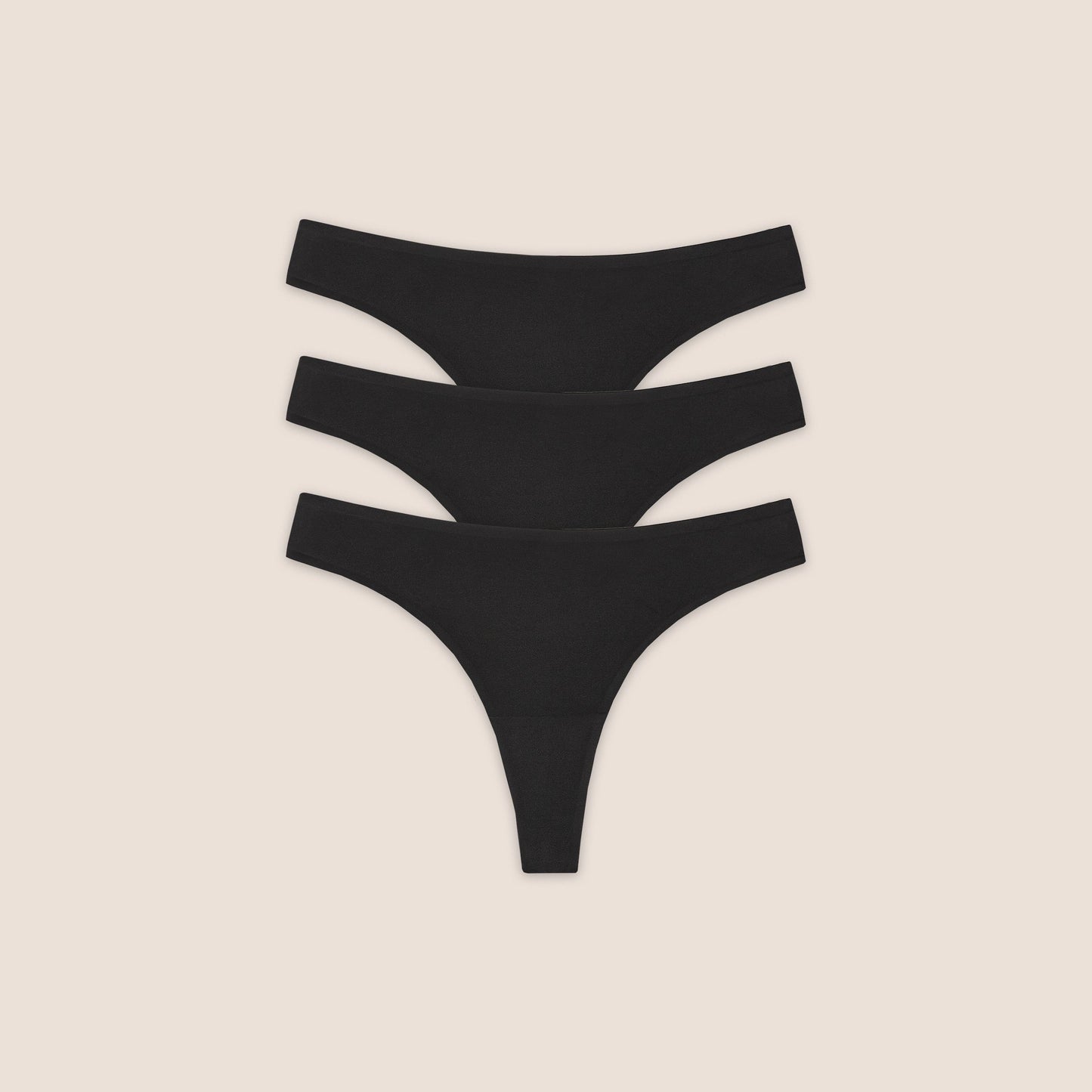 Seamless Bonded Thongs (3-Pack) - Black