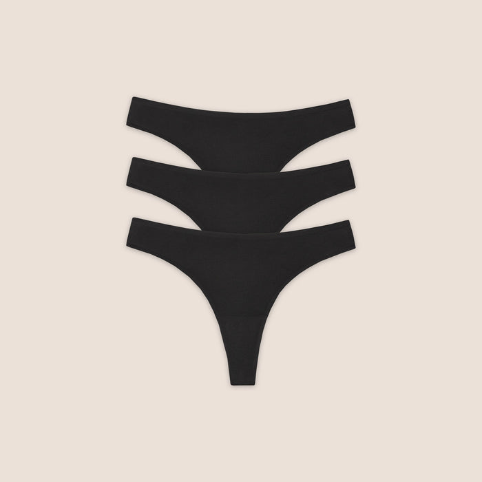 Seamless Bonded Thongs (3-Pack) - Black
