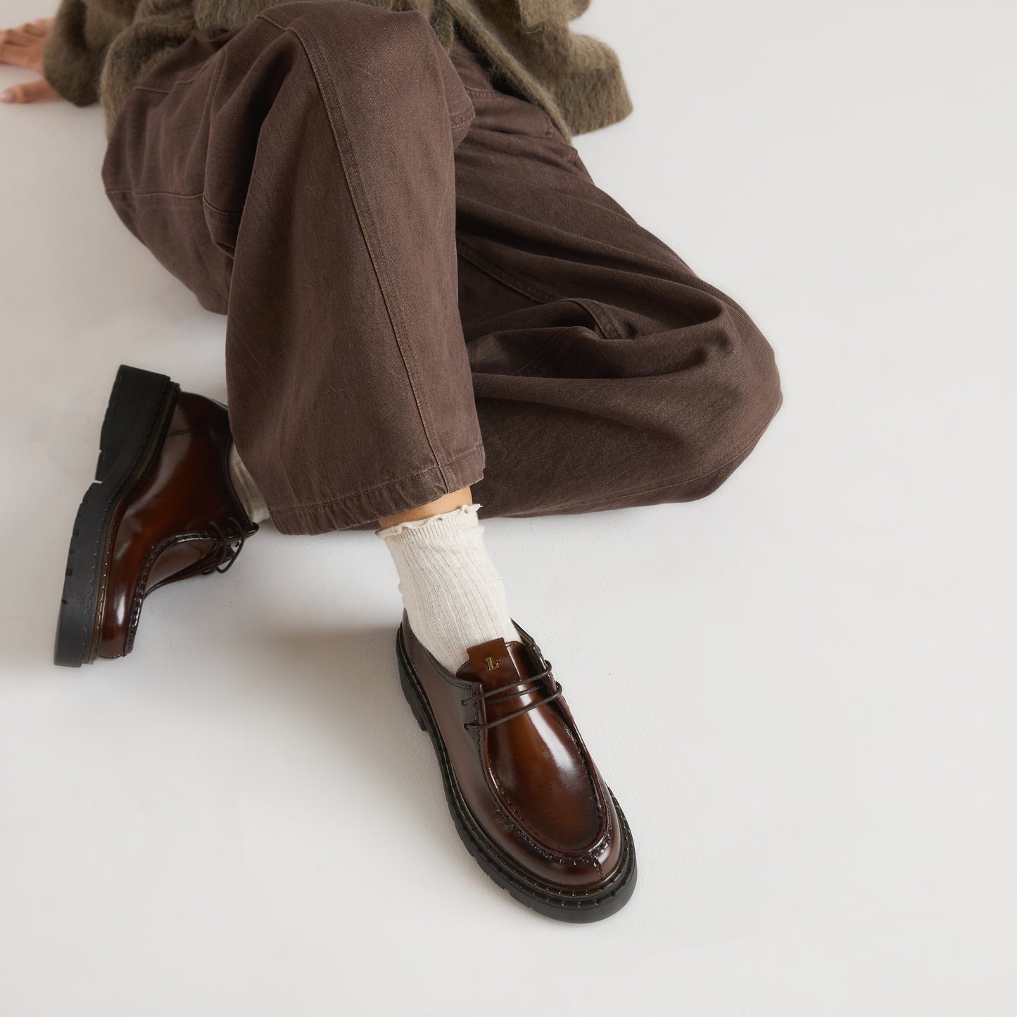 Etta Lace-Up Chunky Loafers - Tan