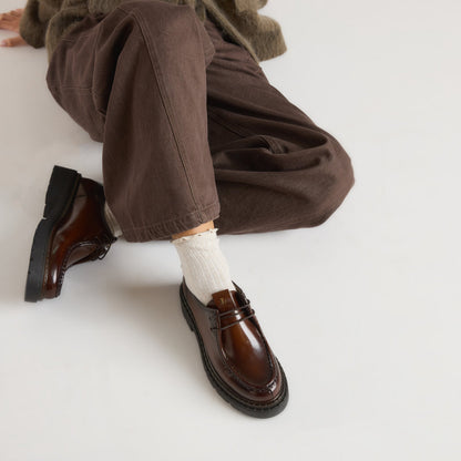 Etta Lace-Up Chunky Loafers - Tan