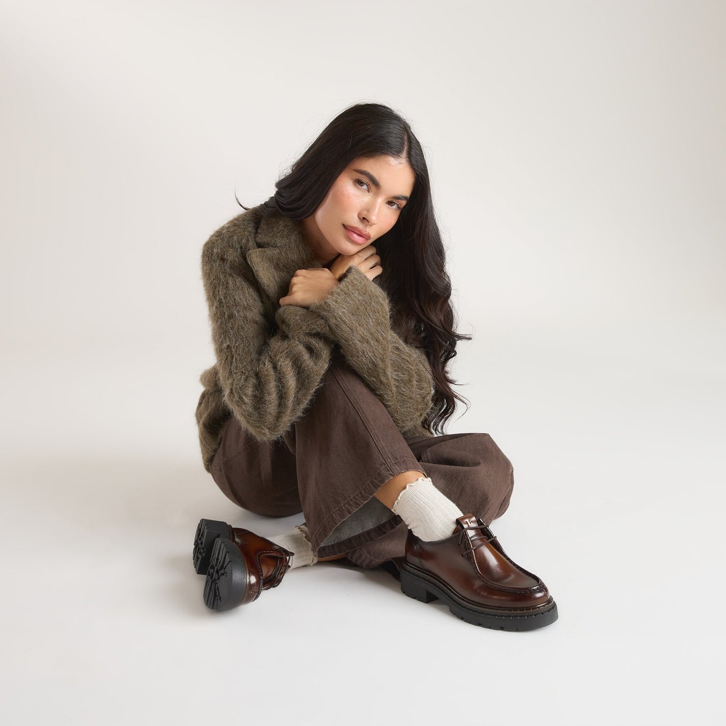 Etta Lace-Up Chunky Loafers - Tan
