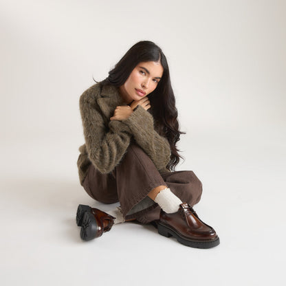 Etta Lace-Up Chunky Loafers - Tan