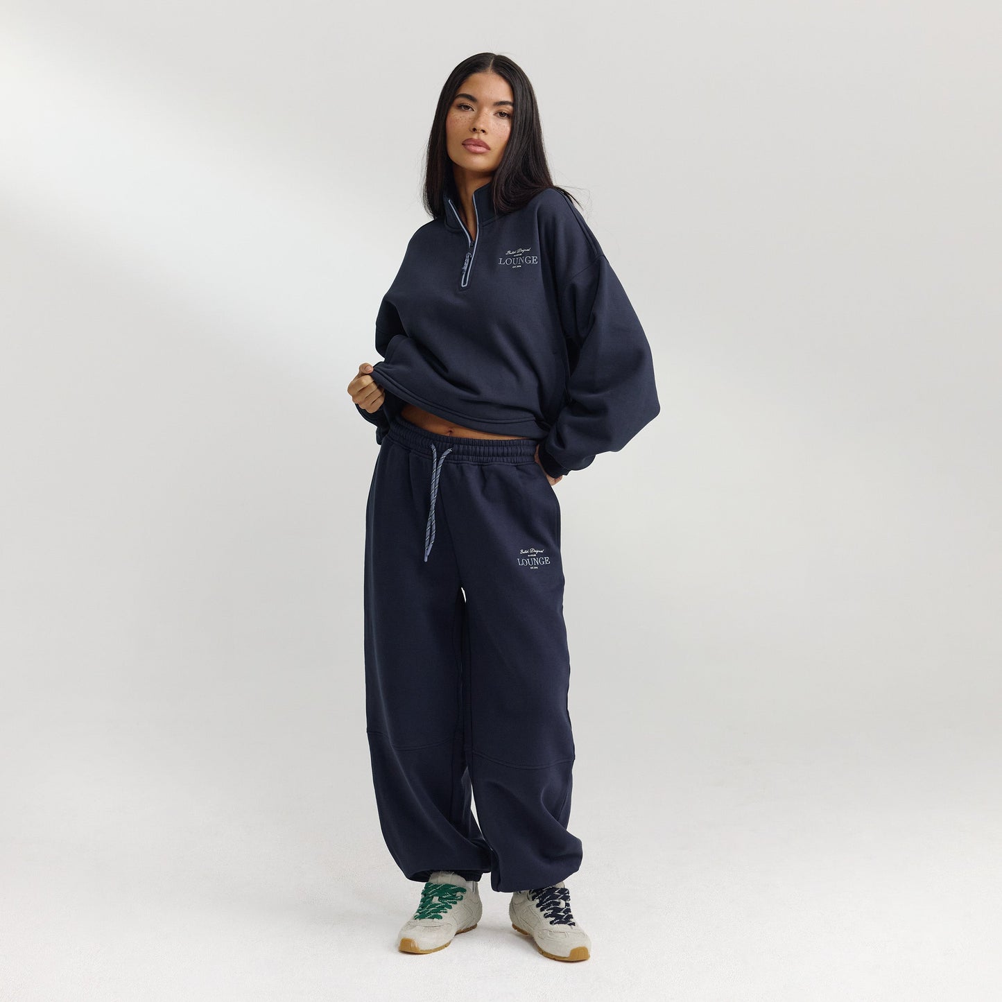 Barrel Leg Sweatpants - Dark Blue