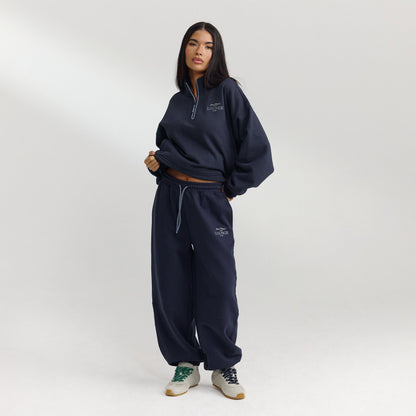 Barrel Leg Sweatpants - Dark Blue