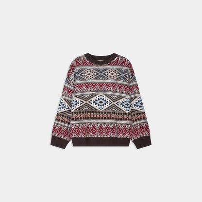 Fairisle Knitted Jumper - Brown/Red