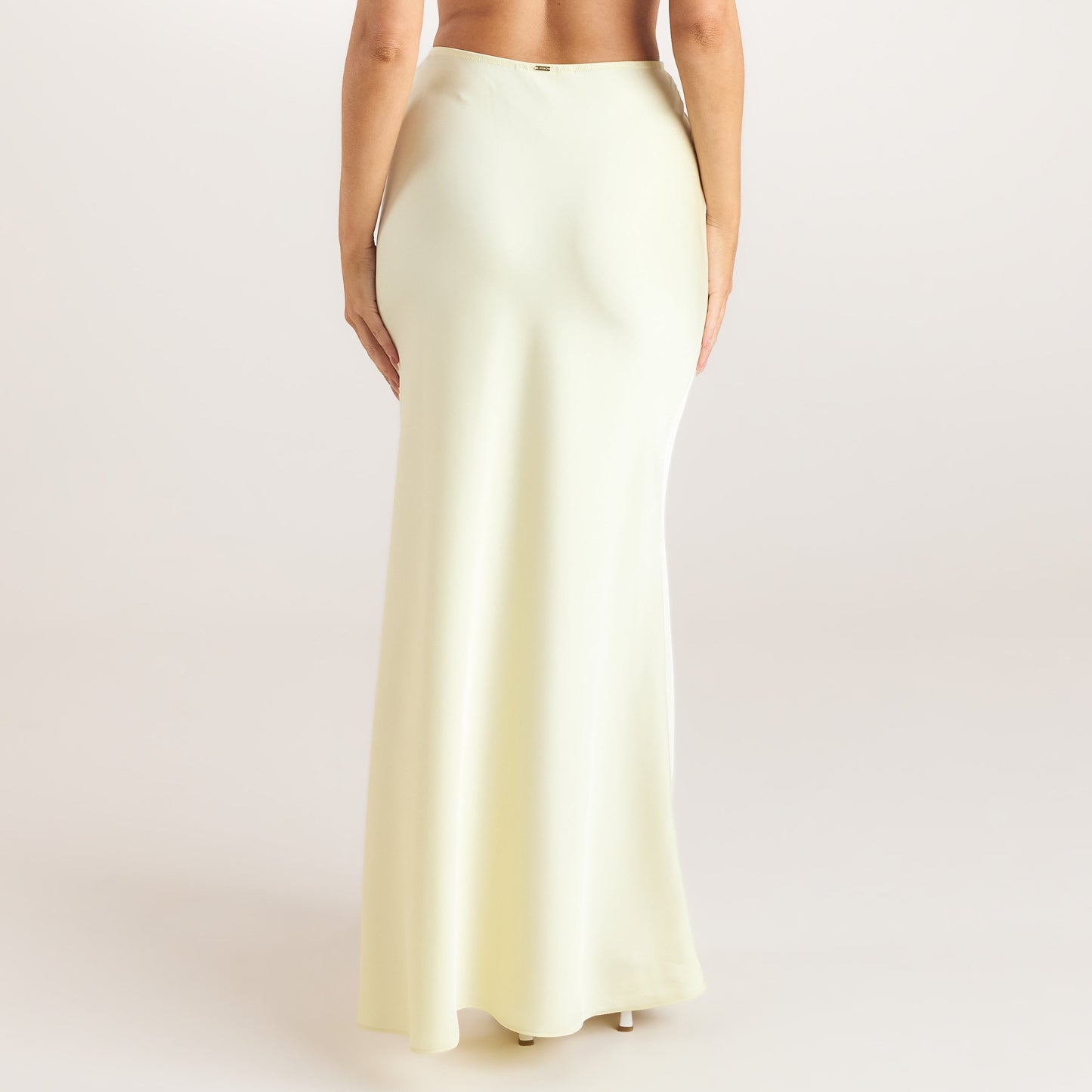 Satin Fitted Maxi Skirt - Lemon