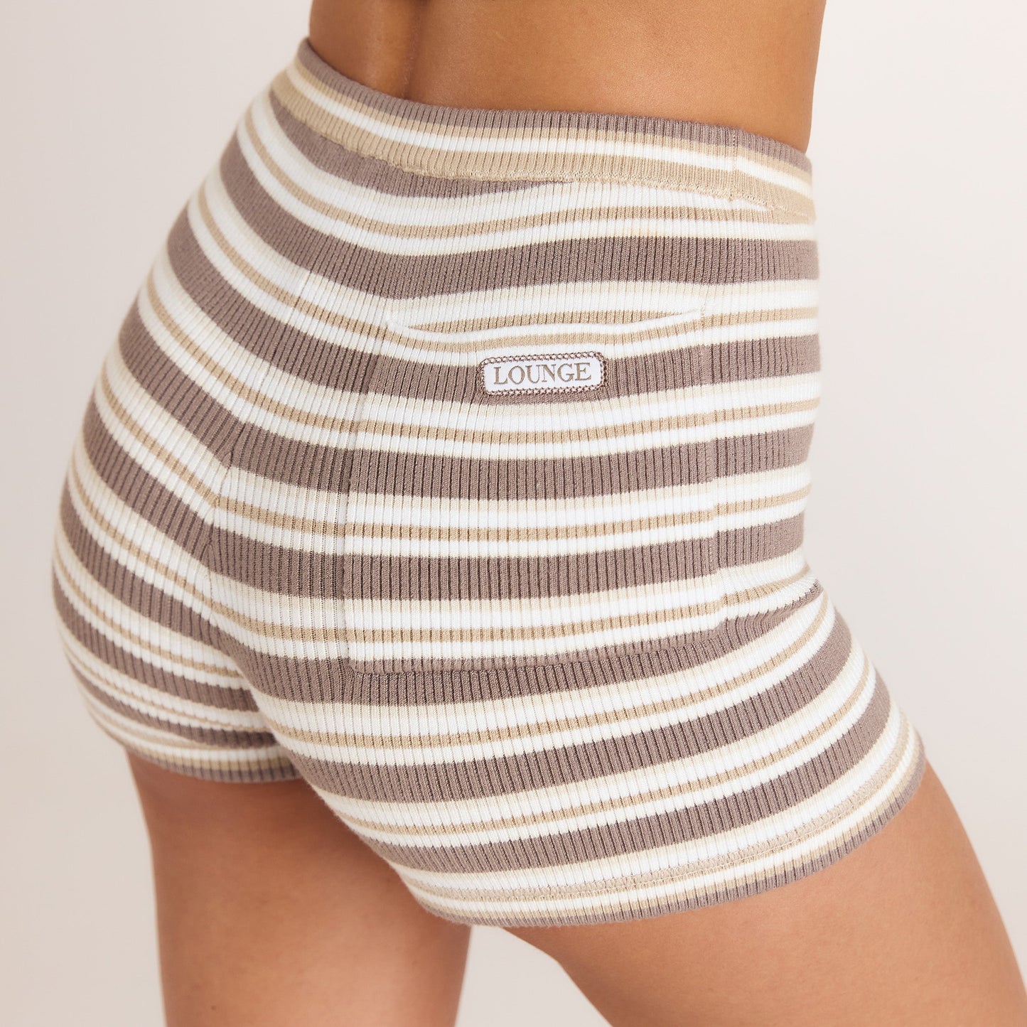 Knitted Shorts - Beige Stripe