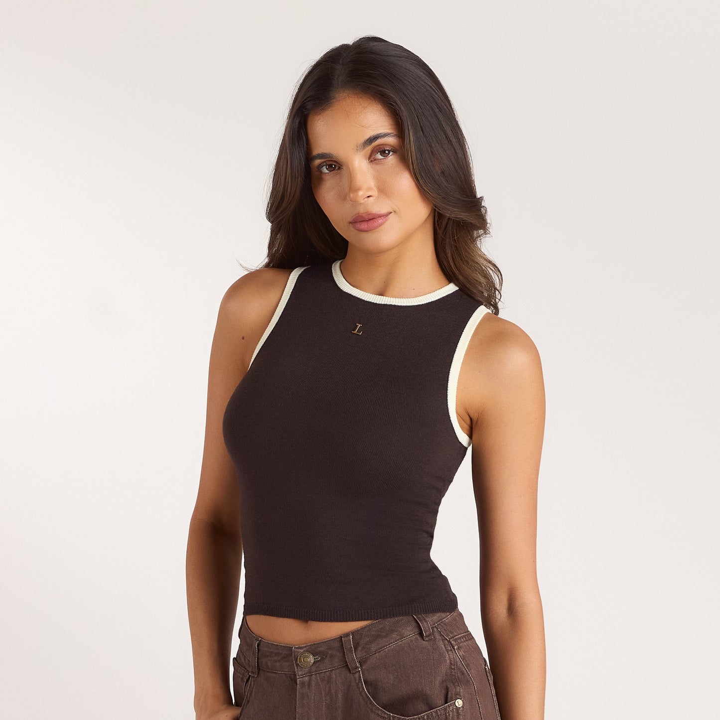 Knitted Vest Top - Chocolate