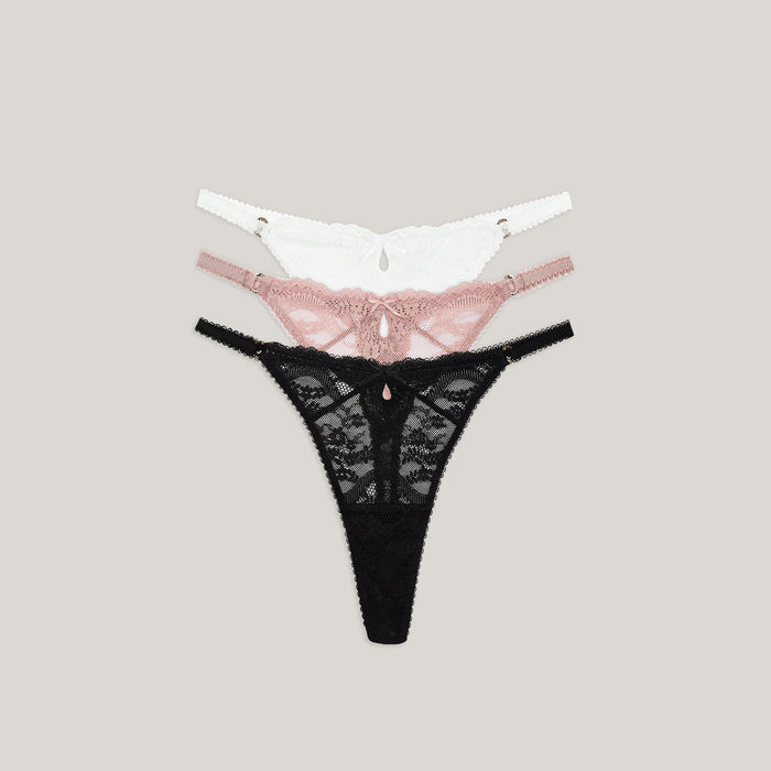 Lace Thongs (3-Pack) - Neutral
