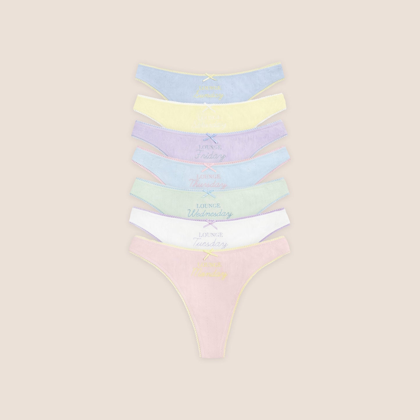 Days of the Week Thongs (7-Pack) - Multicolour Pastel