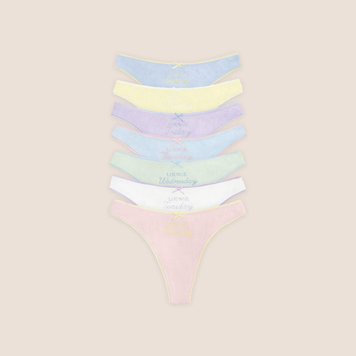 Days of the Week Thongs (7-Pack) - Multicolour Pastel