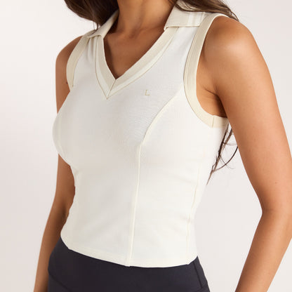 Polo Vest Top - Cream